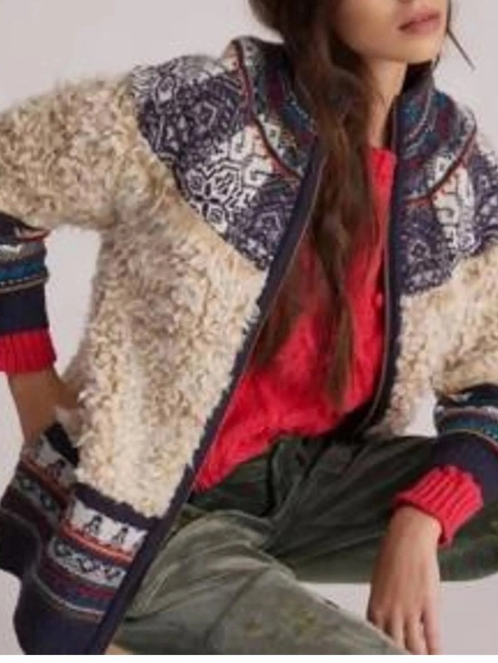 Anthropologie Jackets & Blazers - ANTHROPOLOGIE Pilcro Longline Sherpa Aztec Bomber Jacket Medium NEW NWT